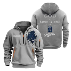 Detroit Tigers Half Zip Hoodie Sport Hooded Multi-Pockets Custom Name TN120525Y25QZ2HCT2MBDET