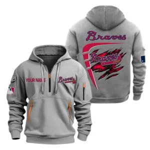 Atlanta Braves Half Zip Hoodie Sport Hooded Multi-Pockets Custom Name TN190525Y25QZ2HCT1MBATL
