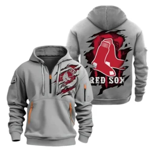 Boston Red Sox Half Zip Hoodie Sport Hooded Multi-Pockets Custom Name TN190525Y25QZ2HCT2MBBRS