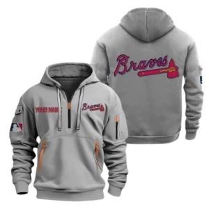 Atlanta Braves Half Zip Hoodie Sport Hooded Multi-Pockets Custom Name TN190525Y25QZ2HCT2MBATL