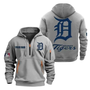 Detroit Tigers Half Zip Hoodie Sport Hooded Multi-Pockets Custom Name TN190525Y25QZ2HCT2MBDET