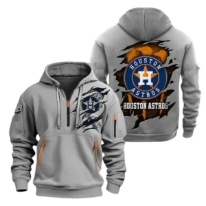 Houston Astros Half Zip Hoodie Sport Hooded Multi-Pockets Custom Name TN190525Y25QZ2HCT2MBHOU