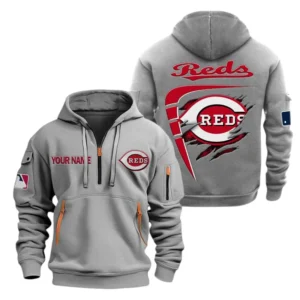 Cincinnati Reds Half Zip Hoodie Sport Hooded Multi-Pockets Custom Name TN190525Y25QZ2HCT3MBCIN