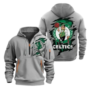 Boston Celtics Half Zip Hoodie Sport Hooded Multi-Pockets Custom Name TN210525Y25QZ2HCT1NABOS