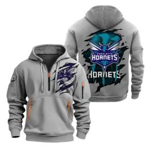 Charlotte Hornets Half Zip Hoodie Sport Hooded Multi-Pockets Custom Name TN210525Y25QZ2HCT1NACHA