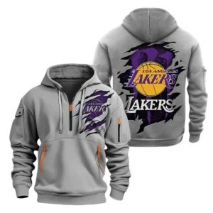 Los Angeles Lakers Half Zip Hoodie Sport Hooded Multi-Pockets Custom Name TN210525Y25QZ2HCT1NALAL