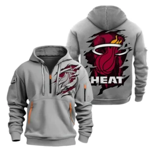 Miami Heat Half Zip Hoodie Sport Hooded Multi-Pockets Custom Name TN210525Y25QZ2HCT1NAMH