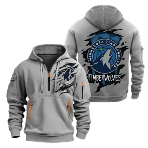 Minnesota Timberwolves Half Zip Hoodie Sport Hooded Multi-Pockets Custom Name TN210525Y25QZ2HCT1NAMT