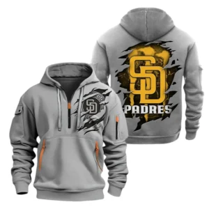 San Diego Padres Half Zip Hoodie Sport Hooded Multi-Pockets Custom Name TN210525Y25QZ2HCT2MBSD