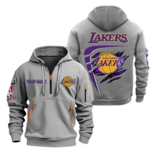Los Angeles Lakers Half Zip Hoodie Sport Hooded Multi-Pockets Custom Name TN210525Y25QZ2HCT2NALAL