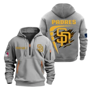 San Diego Padres Half Zip Hoodie Sport Hooded Multi-Pockets Custom Name TN210525Y25QZ2HCT3MBSD