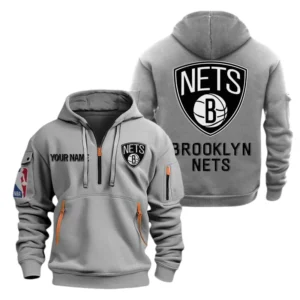 Brooklyn Nets Half Zip Hoodie Sport Hooded Multi-Pockets Custom Name TN210525Y25QZ2HCT3NABKN