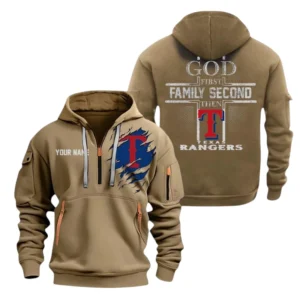 Texas Rangers Half Zip Hoodie Sport Hooded Multi-Pockets Custom Name TN210525Y25QZ2HCT2MBTEX