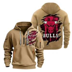 Chicago Bulls Half Zip Hoodie Sport Hooded Multi-Pockets Custom Name TN210525Y25QZ2HCT3NACHI