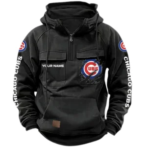 Chicago Cubs Quarter Zip Hoodie, Sports Hoodie Multi-Pockets, Custom Name TN210525Y41HJRCT1MBCHC