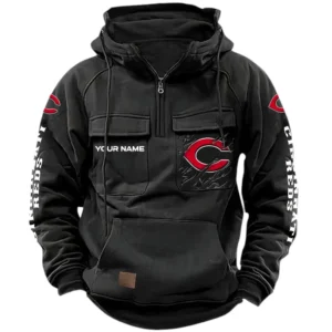 Cincinnati Reds Quarter Zip Hoodie, Sports Hoodie Multi-Pockets, Custom Name TN210525Y41HJRCT1MBCIN