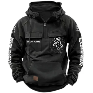 Chicago White Sox Quarter Zip Hoodie, Sports Hoodie Multi-Pockets, Custom Name TN210525Y41HJRCT1MBCWS