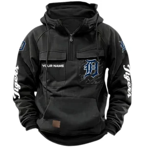 Detroit Tigers Quarter Zip Hoodie, Sports Hoodie Multi-Pockets, Custom Name TN210525Y41HJRCT1MBDET
