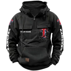 Texas Rangers Quarter Zip Hoodie, Sports Hoodie Multi-Pockets, Custom Name TN210525Y41HJRCT1MBTEX