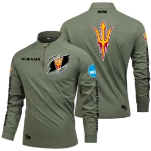Arizona State Sun Devils Long Sleeve Shirt, Stand Collar Quarter Zip-up Custom Name HIDI160525Y49LMT05NCASD