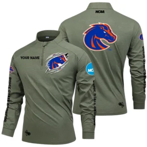 Boise State Broncos Long Sleeve Shirt, Stand Collar Quarter Zip-up Custom Name HIDI160525Y49LMT05NCBSB