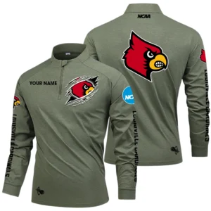 Louisville Cardinals Long Sleeve Shirt, Stand Collar Quarter Zip-up Custom Name HIDI170525Y49LMT05NCLOU