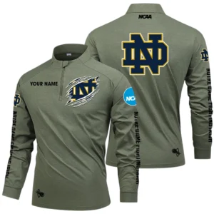 Notre Dame Fighting Irish Long Sleeve Shirt, Stand Collar Quarter Zip-up Custom Name HIDI190525Y49LMT05NCND