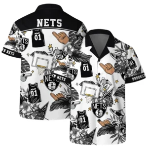 Brooklyn Nets Hawaiian Shirt x Beach Shorts Full Set All Over Print Plus Size Custom Name TN220425Y7HWCT2NABKN