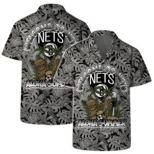 Brooklyn Nets Hawaiian Shirt x Beach Shorts Full Set All Over Print Plus Size Custom Name TN220425Y7HWCT6NABKN
