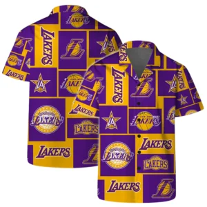 Los Angeles Lakers Hawaiian Shirt x Beach Shorts Full Set All Over Print Plus Size Custom Name TN240425Y7HWCT1NALAL