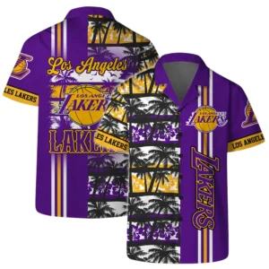 Los Angeles Lakers Hawaiian Shirt x Beach Shorts Full Set All Over Print Plus Size Custom Name TN250425Y7HWCT10NALAL