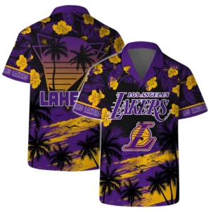 Los Angeles Lakers Hawaiian Shirt x Beach Shorts Full Set All Over Print Plus Size Custom Name TN250425Y7HWCT11NALAL
