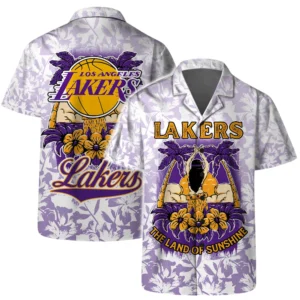 Los Angeles Lakers Hawaiian Shirt x Beach Shorts Full Set All Over Print Plus Size Custom Name TN250425Y7HWCT13NALAL