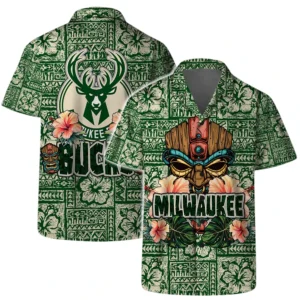 Milwaukee Bucks Hawaiian Shirt x Beach Shorts Full Set All Over Print Plus Size Custom Name TN250425Y7HWCT2NAMB