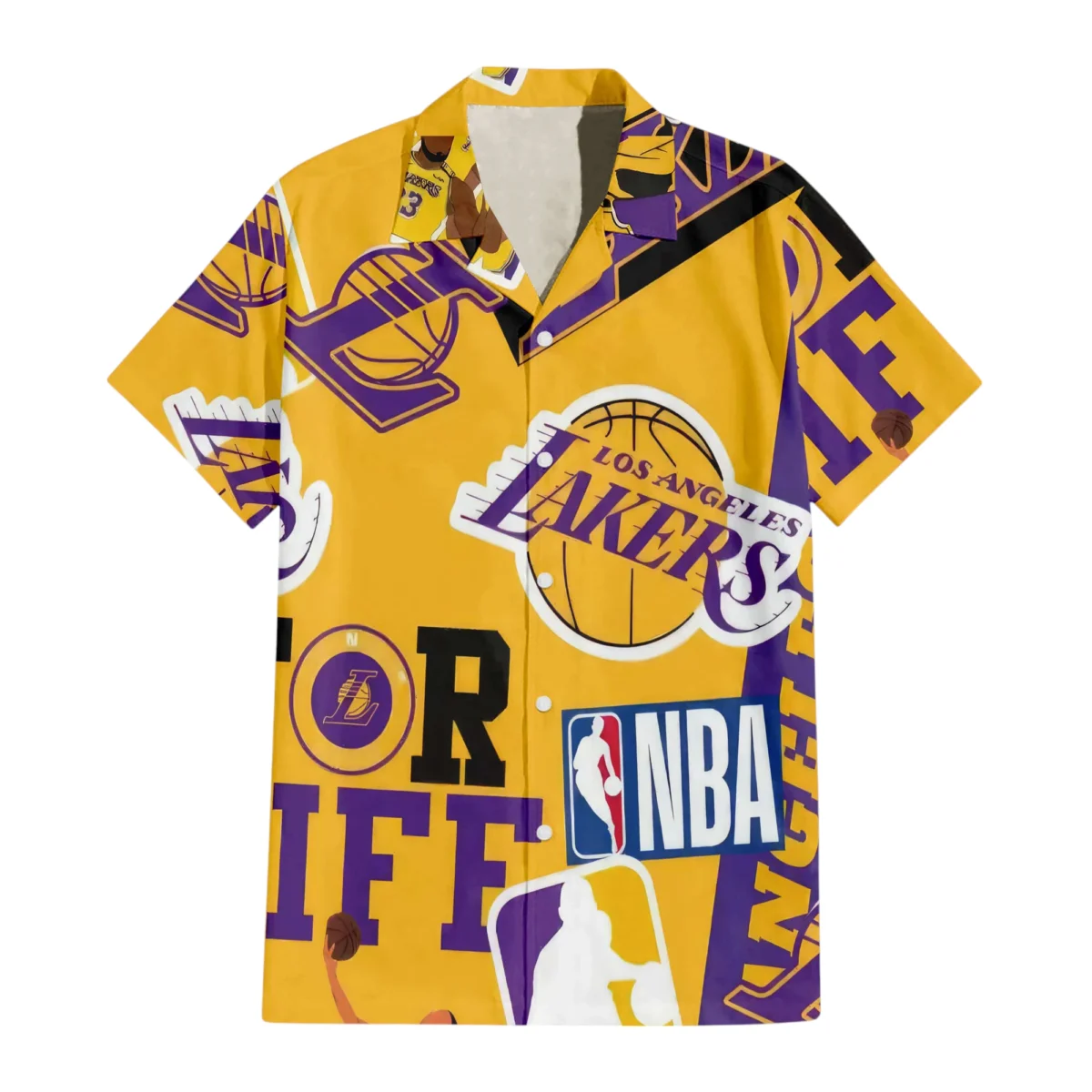 Los Angeles Lakers Hawaiian Shirt x Beach Shorts Full Set All Over Print Plus Size Custom Name TN250425Y7HWCT12NALAL