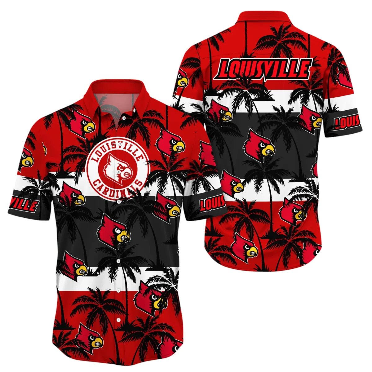 Louisville Cardinals Hawaiian Shirt All Over Print, Custom Name N300425Y7HWCT2NCLOU