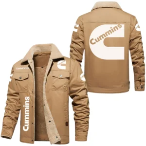 Cummins Exclusive Logo Fleece-lined Thick Jacket, Fur Lapel Collar Warm Custom Name TN070625Y10FLJCT1CUM
