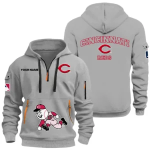 Cincinnati Reds Half Zip Hoodie Sport Hooded Multi-Pockets Custom Name HIDI050625Y25QZ2HMBCIN