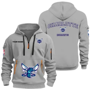 Charlotte Hornets Half Zip Hoodie Sport Hooded Multi-Pockets Custom Name HIDI110625Y25QZ2HNACHA