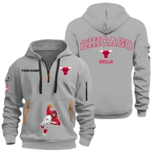 Chicago Bulls Half Zip Hoodie Sport Hooded Multi-Pockets Custom Name HIDI110625Y25QZ2HNACHI