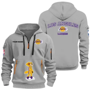 Los Angeles Lakers Half Zip Hoodie Sport Hooded Multi-Pockets Custom Name HIDI120625Y25QZ2HNALAL