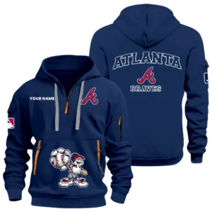 Atlanta Braves Half Zip Hoodie Sport Hooded Multi-Pockets Custom Text HIDI050625Y25QZ2HMBATL